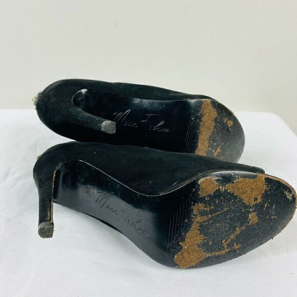 Marc Fisher Black Urbana Lace Up Cutout Heels - Picture 4 of 6